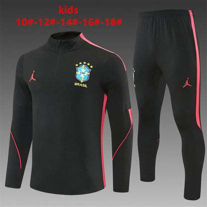 Kids Brazil Training Tracksuits 2026 Football Kit Soccer Jersey