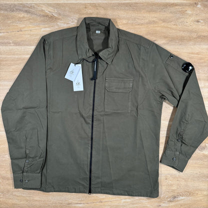 C.P. Company Organic Gabardine Lens Overshirt in Ivy Green