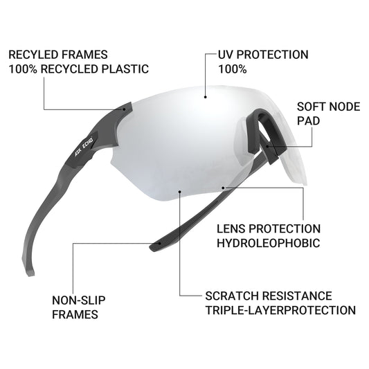 Ask Echo Golf No Frame Black Leg Sunglasses / Silver