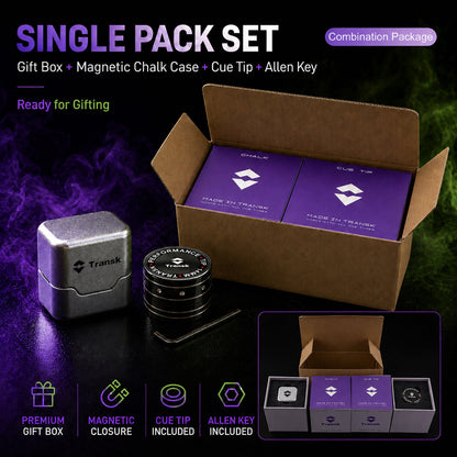 Transk Magnetic Billiard Chalk Two-Pack Gift Set – Purple & Green Chalk with 2 Magnetic Chalk Cases