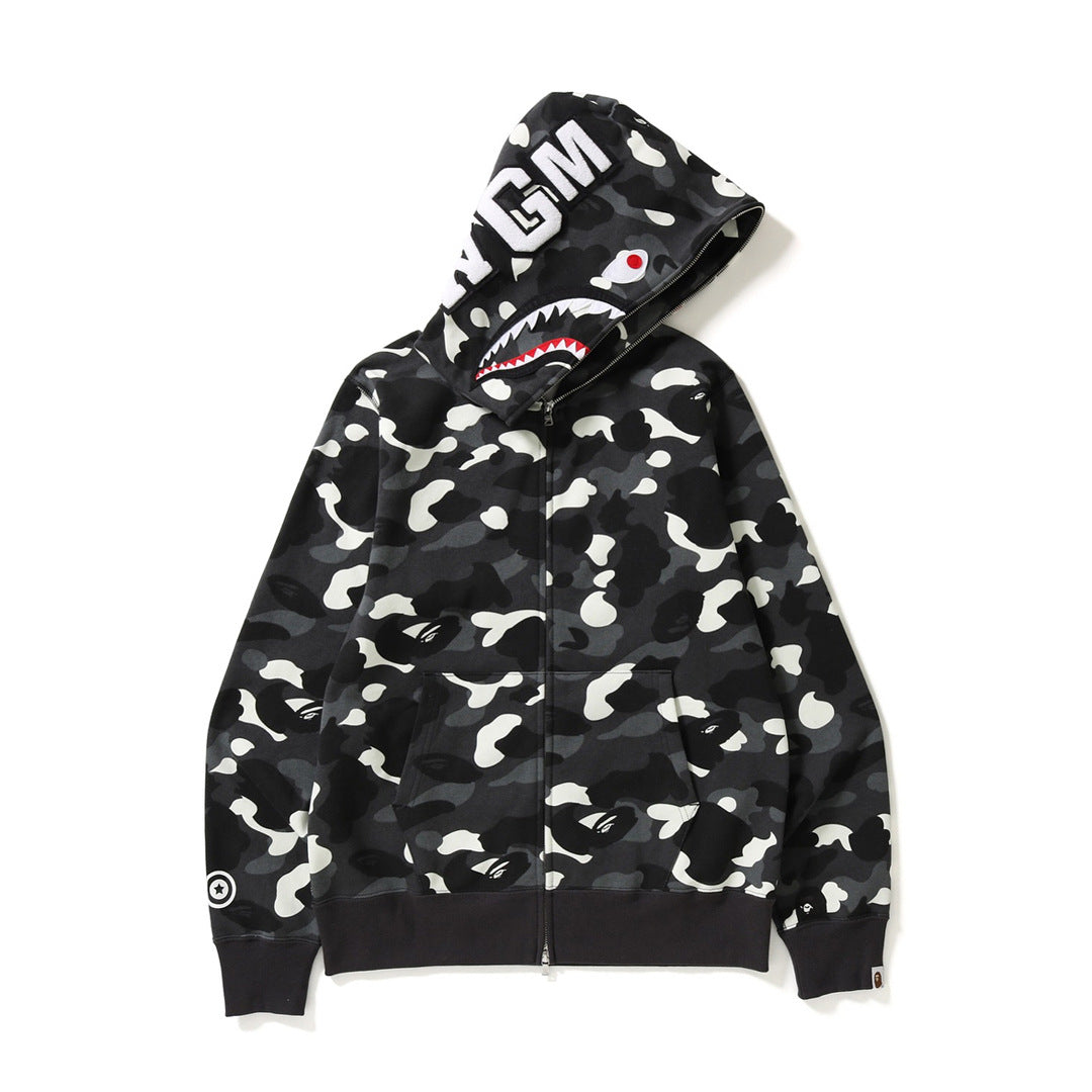 BAPE classic multi-color embroidery hooded cardigan