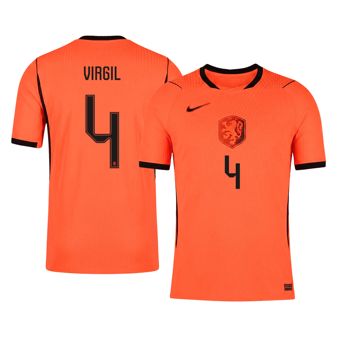 VIRGIL #4 Mens Netherlands World Cup Home Jersey 2026 - Player Version (Slim Fit)