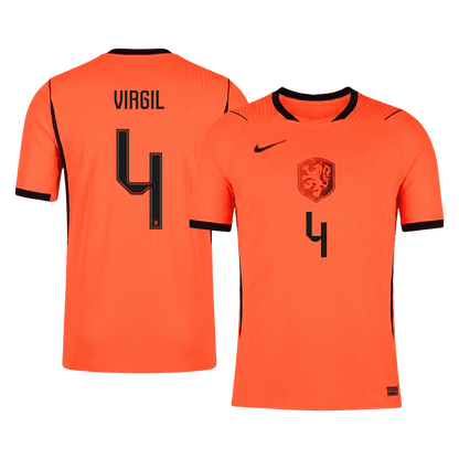 VIRGIL #4 Mens Netherlands World Cup Home Jersey 2026 - Player Version (Slim Fit)