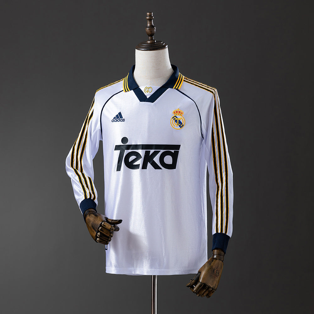 Real Madrid Jersey 1998-00 Home Retro Kit Long Sleeves