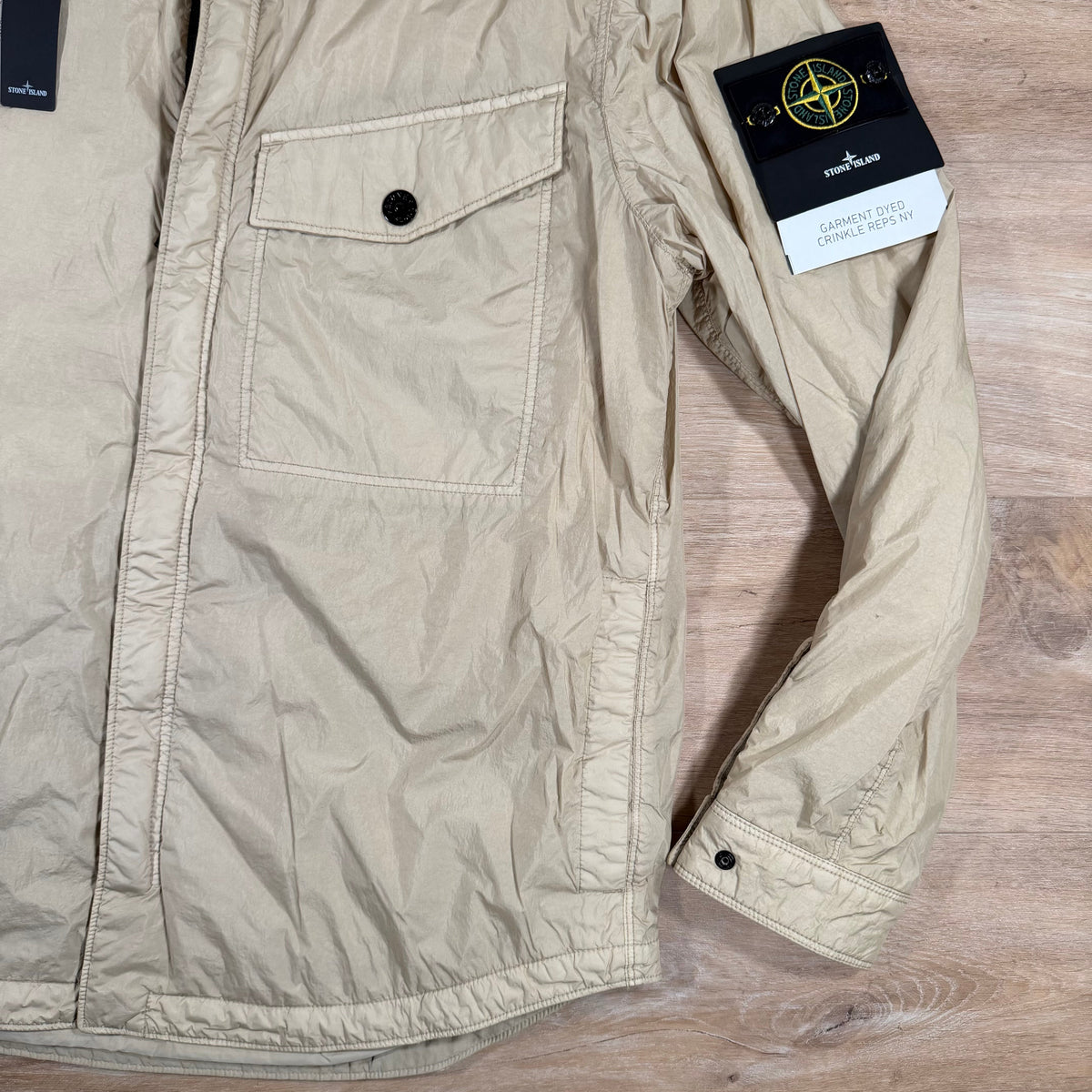 Stone Island Garment Dyed Crinkle Reps NY Overshirt in Desert