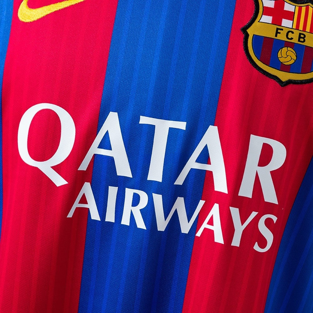 Barcelona Jersey 2016/17 Home Retro Football Kit Long Sleeves