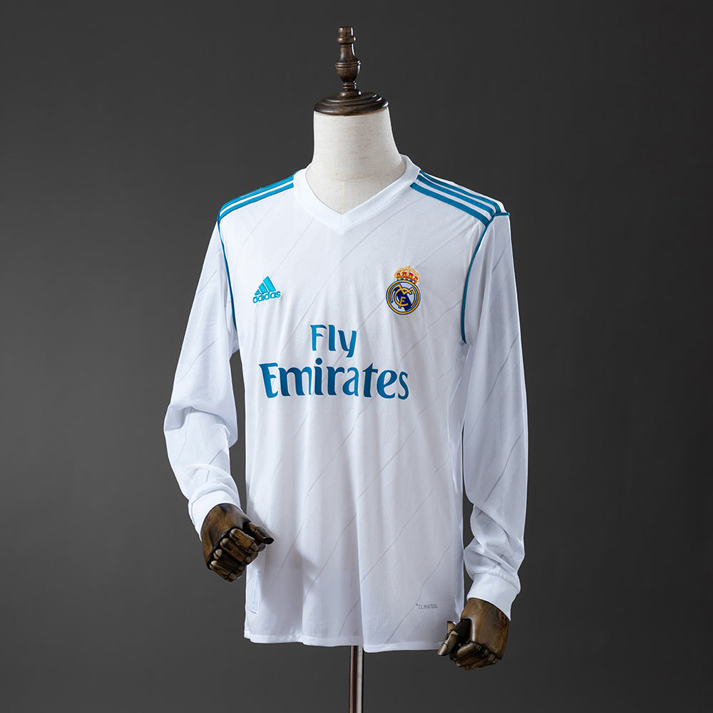 Real Madrid Jersey 2017/18 Home Retro Football Kit Long Sleeves
