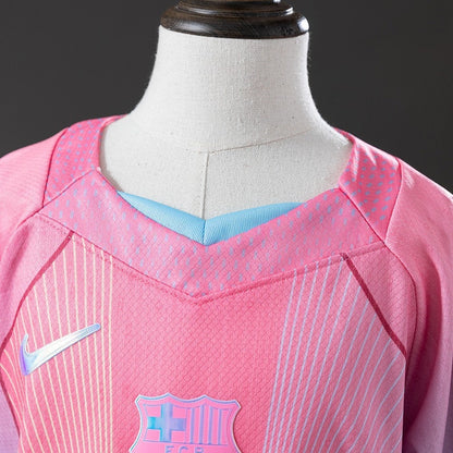 Kids Barcelona Jersey 25/26 Pink Special Football Kit