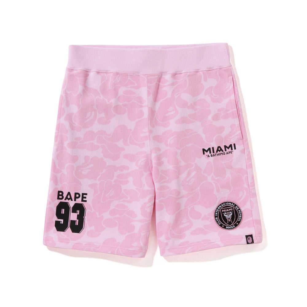Bape Miami Short Sleeve Set 100% Cotton Round Embroidered Badge Unisex Loose T-Shirt