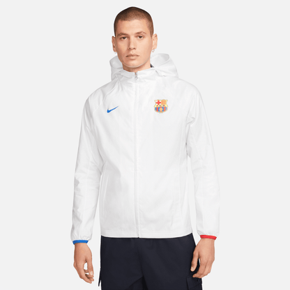 Nike Men's FC Barcelona AWF Soccer Jacket-White/Royal Blue/Royal Blue