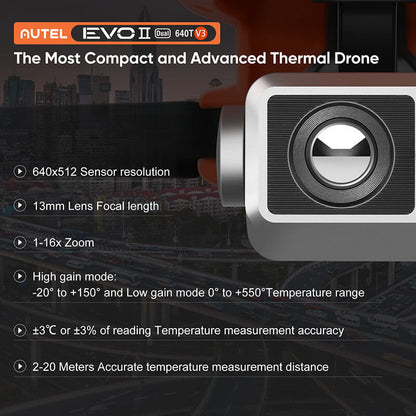 Autel Robotics EVO II Dual 640T V3 Thermal Imaging Drone 640x512 Infrared 8K Camera Rugged Bundle GPS Professional Quadcopter RTF