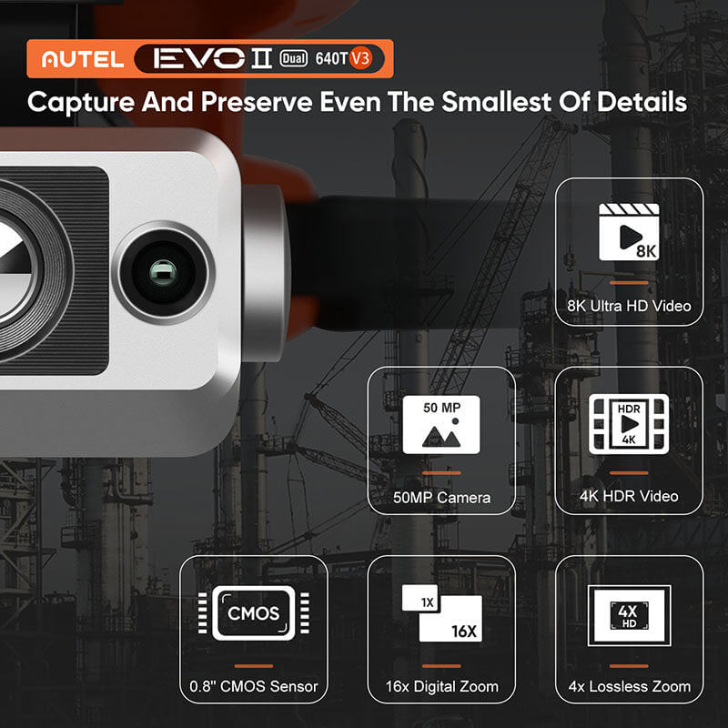Autel Robotics EVO II Dual 640T V3 Thermal Imaging Drone 640x512 Infrared 8K Camera Rugged Bundle GPS Professional Quadcopter RTF
