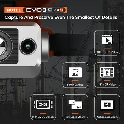 Autel Robotics EVO II Dual 640T V3 Thermal Imaging Drone 640x512 Infrared 8K Camera Rugged Bundle GPS Professional Quadcopter RTF
