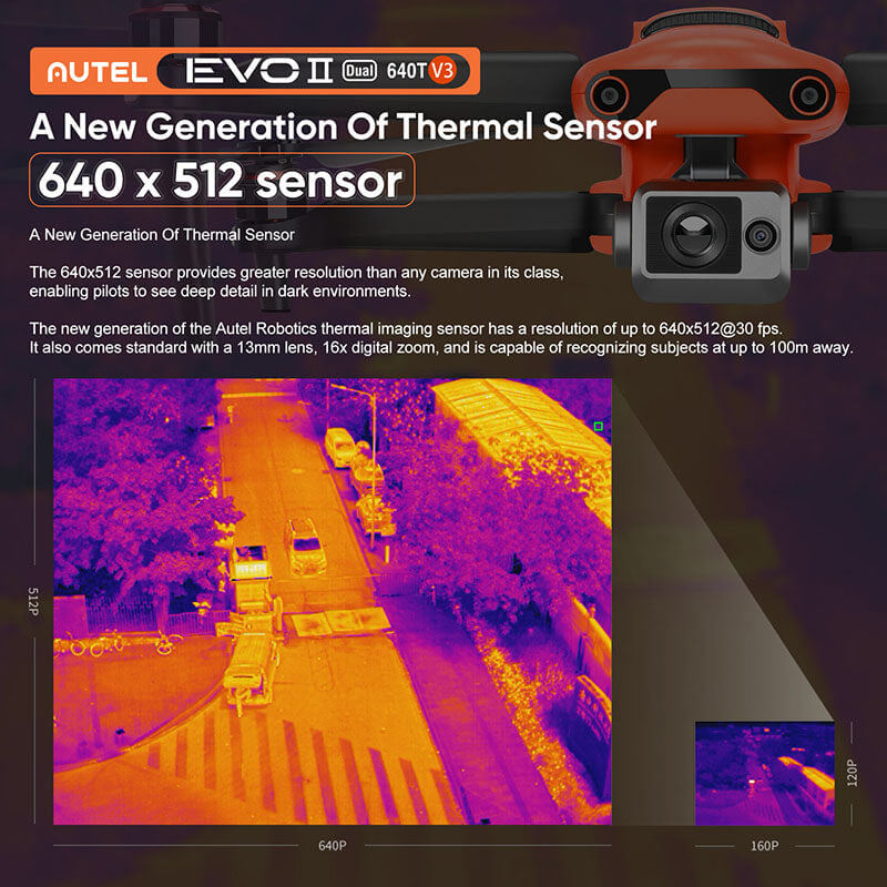 Autel Robotics EVO II Dual 640T V3 Thermal Imaging Drone 640x512 Infrared 8K Camera Rugged Bundle GPS Professional Quadcopter RTF
