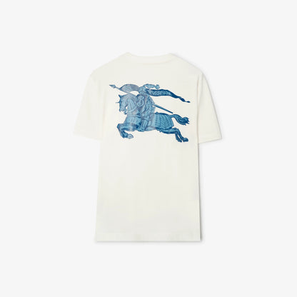 Burberry Heritage Logo Cotton T-Shirt in Chalk White