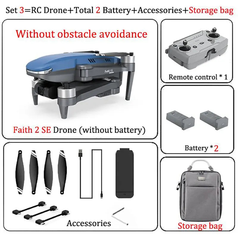 CFly Faith2 SE RC Drone 540° Obstacle Avoidance 3-Axis Gimbal Professional 4K Camera GPS 3KM FPV Quadcopter