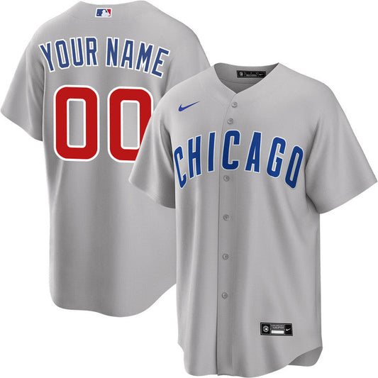 Custom Chicago Cubs Away Jersey - Gray