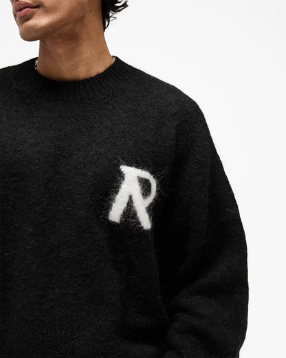 Represent Logo Knit Sweater in Jet Black
