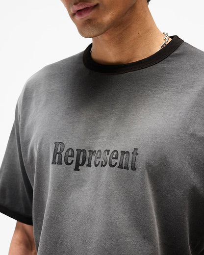 Represent Ringer T-Shirt in Stained Black