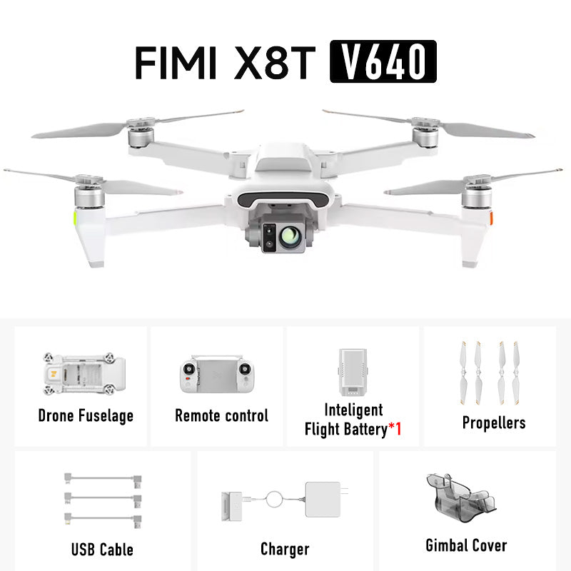 FIMI X8T V384 4K Drone Infrared Thermal Imaging 3-Camera Gimbal RokLink 5.0 20KM GPS Professional Quadcopter RTF