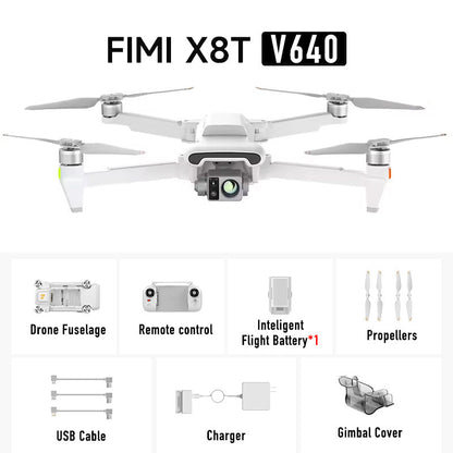 FIMI X8T V384 4K Drone Infrared Thermal Imaging 3-Camera Gimbal RokLink 5.0 20KM GPS Professional Quadcopter RTF