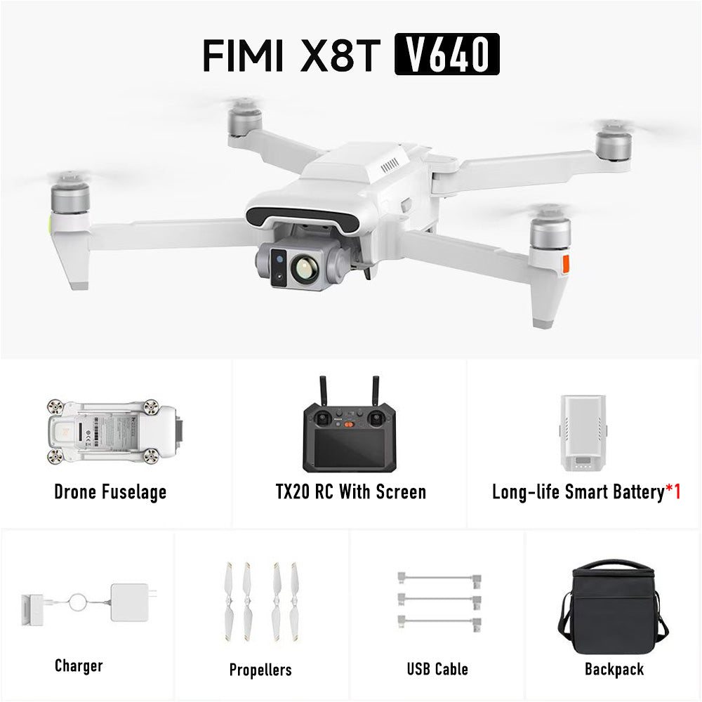 FIMI X8T V384 4K Drone Infrared Thermal Imaging 3-Camera Gimbal RokLink 5.0 20KM GPS Professional Quadcopter RTF