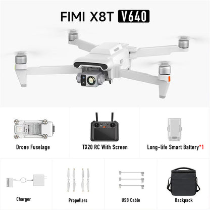 FIMI X8T V384 4K Drone Infrared Thermal Imaging 3-Camera Gimbal RokLink 5.0 20KM GPS Professional Quadcopter RTF