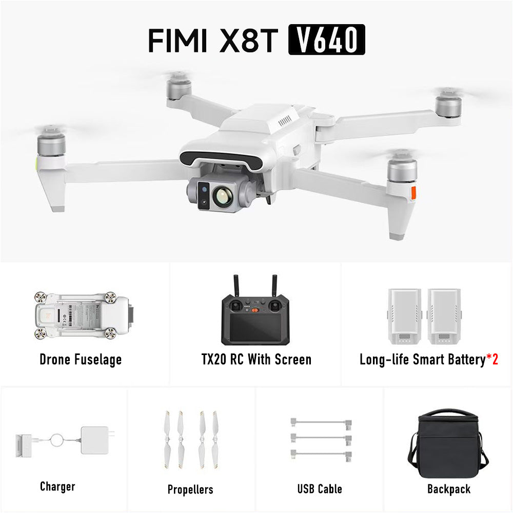 FIMI X8T V384 4K Drone Infrared Thermal Imaging 3-Camera Gimbal RokLink 5.0 20KM GPS Professional Quadcopter RTF