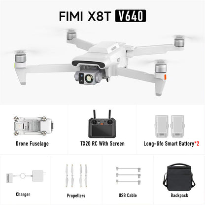 FIMI X8T V384 4K Drone Infrared Thermal Imaging 3-Camera Gimbal RokLink 5.0 20KM GPS Professional Quadcopter RTF