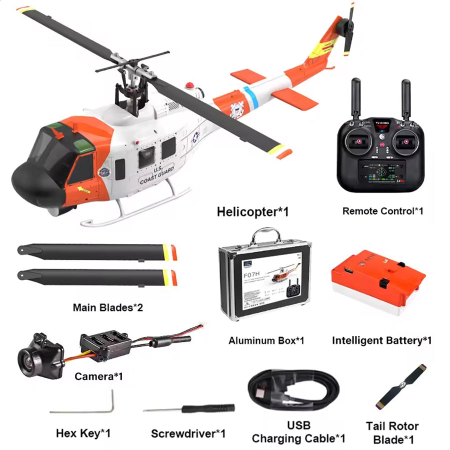 YUXIANG F07S RC Helicopter Huey UH-1D Coast Guard Scale GPS Intelligent Control System