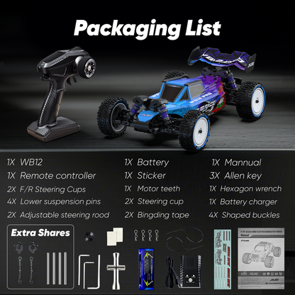 JIUSI WB12-PRO 1/12 RC Car — 80KM/H Brushless 4WD Off-Road Truck 3S Battery RTR