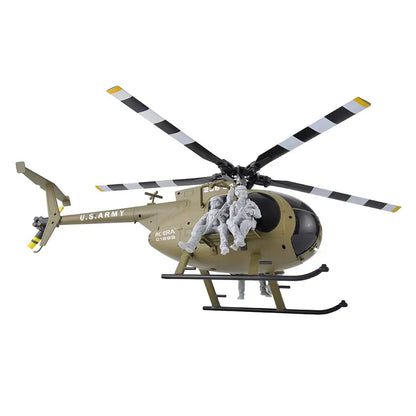 RCERA C189S MD500 Little Bird 1/28 Scale 6CH Dual Brushless Optical Flow RC Military Helicopter RTF