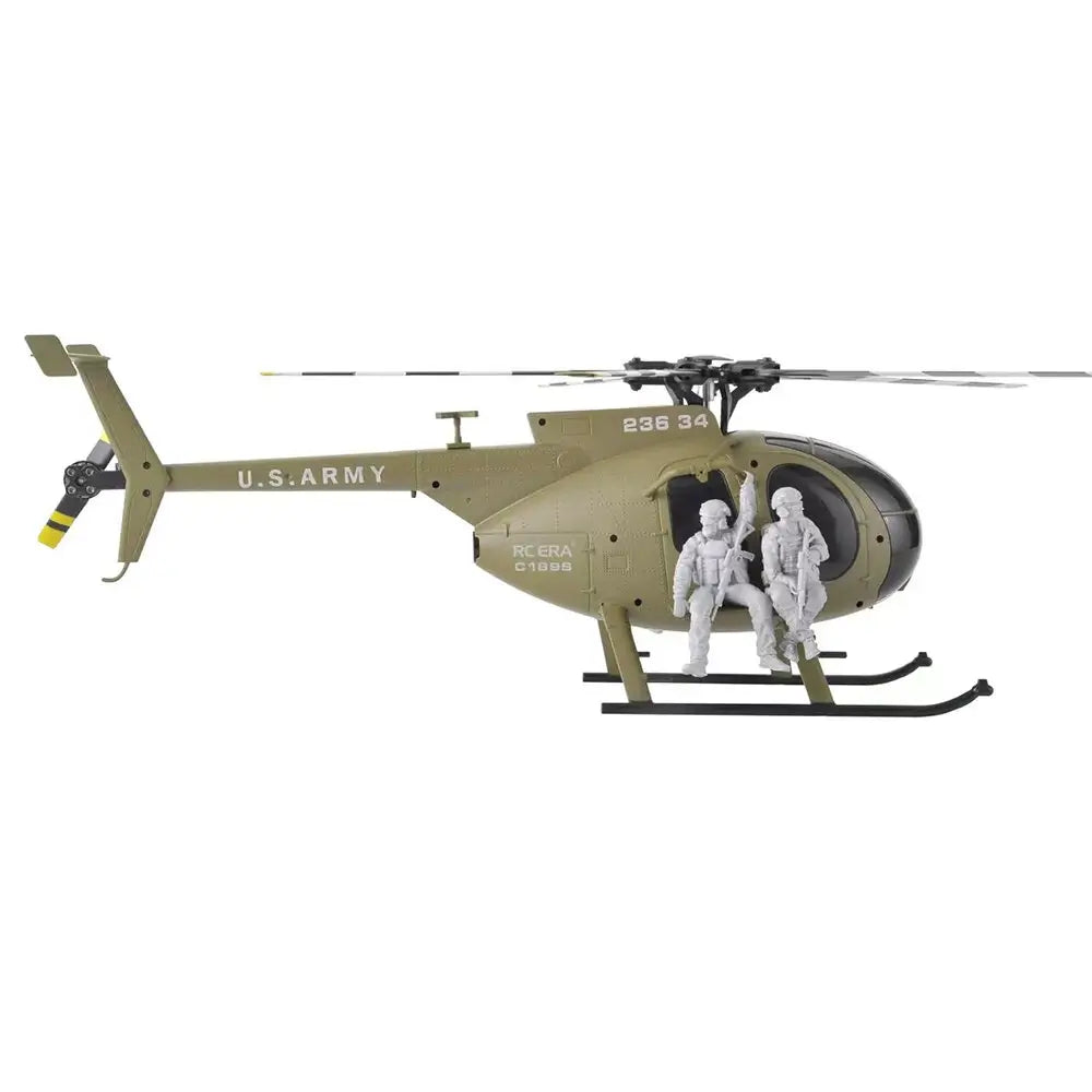 RCERA C189S MD500 Little Bird 1/28 Scale 6CH Dual Brushless Optical Flow RC Military Helicopter RTF