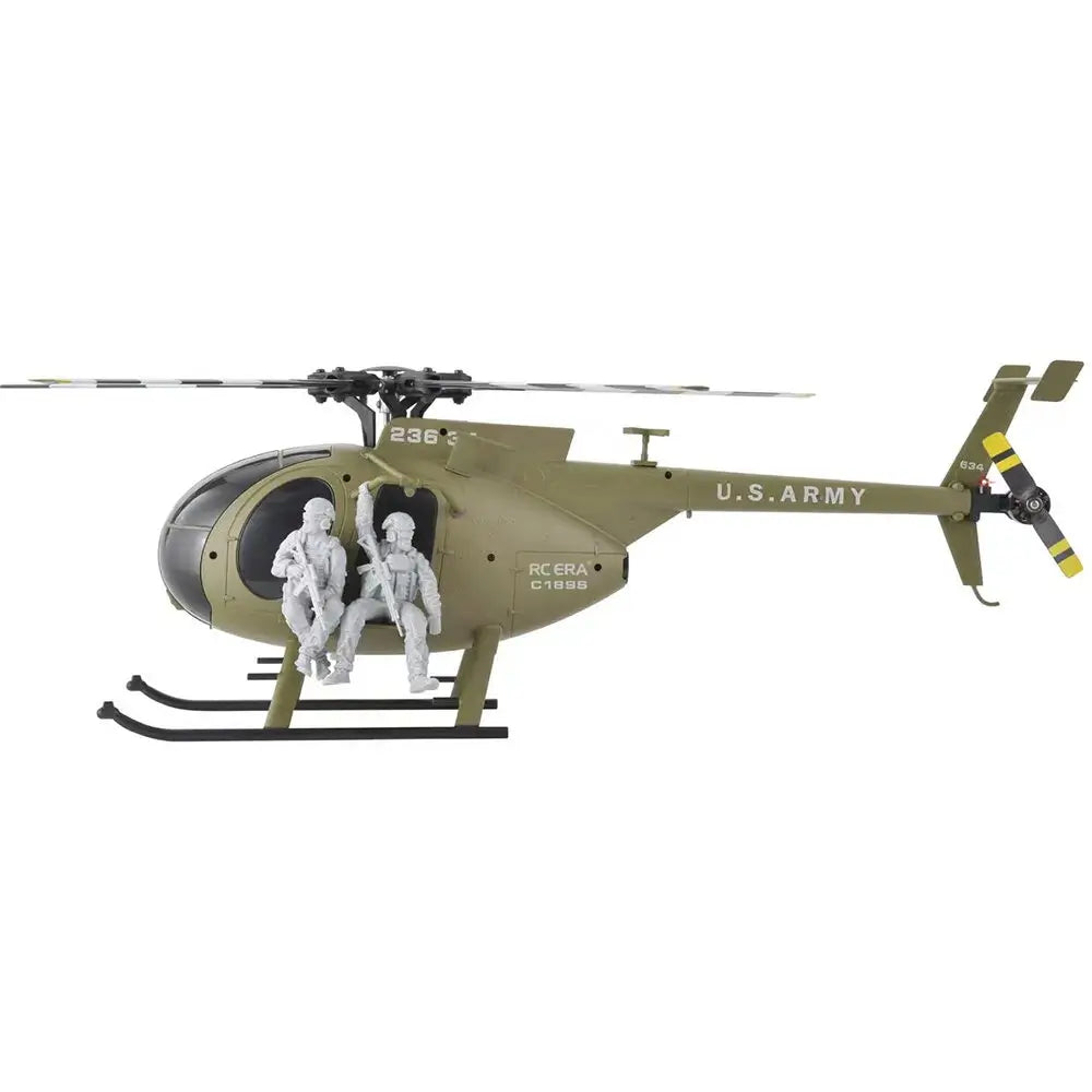 RCERA C189S MD500 Little Bird 1/28 Scale 6CH Dual Brushless Optical Flow RC Military Helicopter RTF