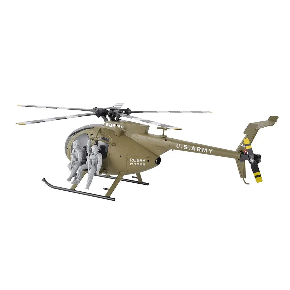 RCERA C189S MD500 Little Bird 1/28 Scale 6CH Dual Brushless Optical Flow RC Military Helicopter RTF