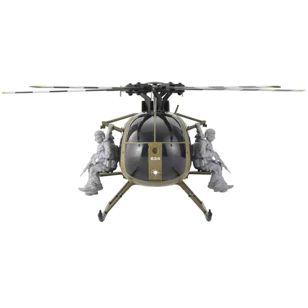 RCERA C189S MD500 Little Bird 1/28 Scale 6CH Dual Brushless Optical Flow RC Military Helicopter RTF