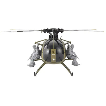 RCERA C189S MD500 Little Bird 1/28 Scale 6CH Dual Brushless Optical Flow RC Military Helicopter RTF