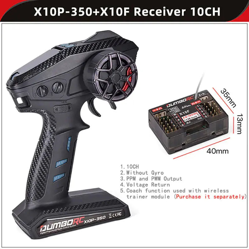 DumboRC X10P-350 10CH 2.4GHZ 4.8-12V RC Transmitter with X10F Receiver for Remote Control Car Boat Tank Toy Accessories