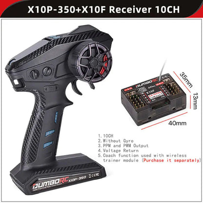 DumboRC X10P-350 10CH 2.4GHZ 4.8-12V RC Transmitter with X10F Receiver for Remote Control Car Boat Tank Toy Accessories