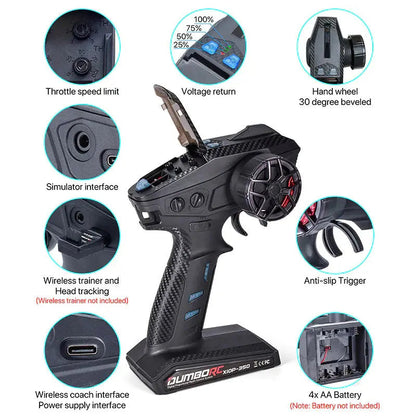 DumboRC X10P-350 10CH 2.4GHZ 4.8-12V RC Transmitter with X10F Receiver for Remote Control Car Boat Tank Toy Accessories