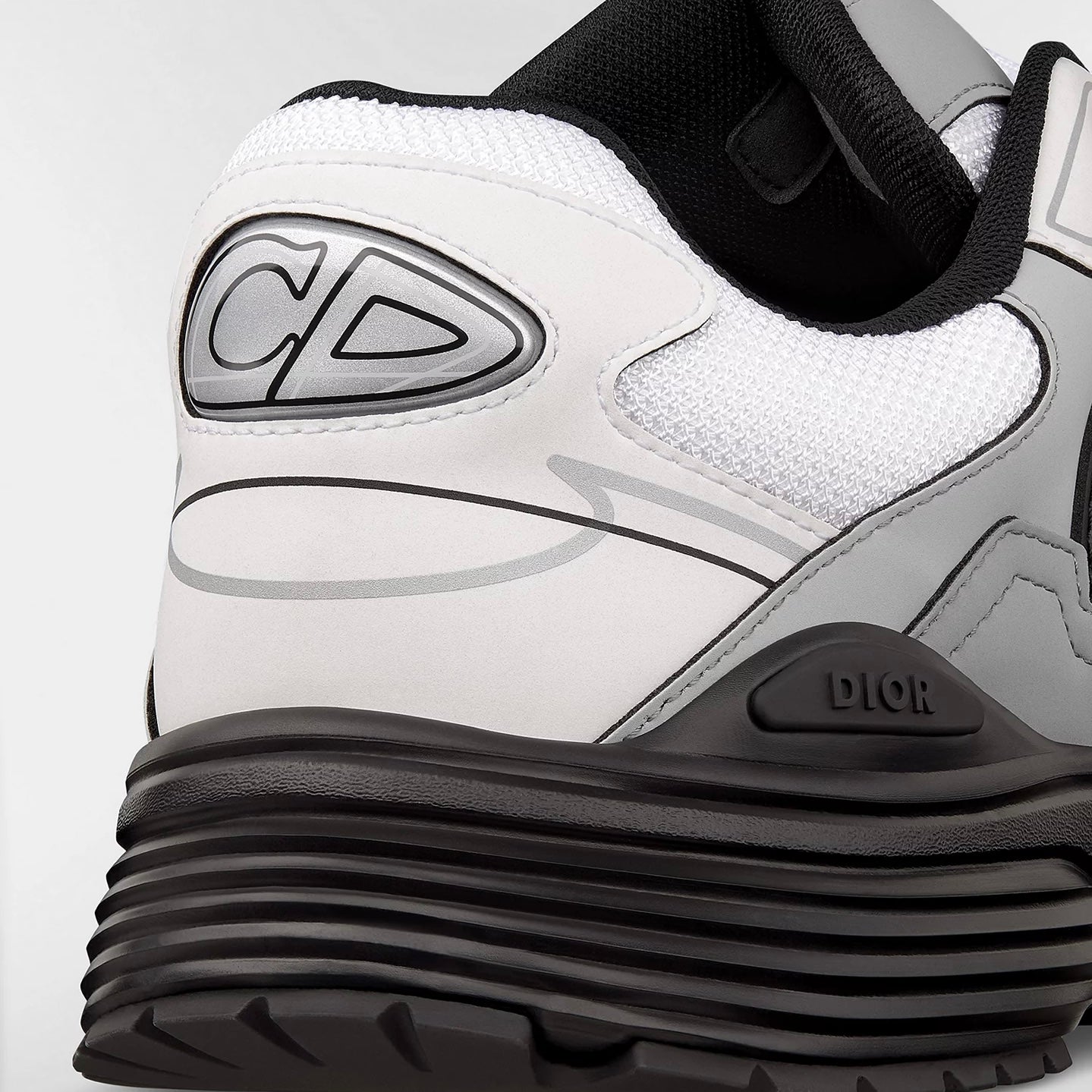Dior B30 Countdown Sneaker in White Technical Mesh and White and Grey Technical Fabric