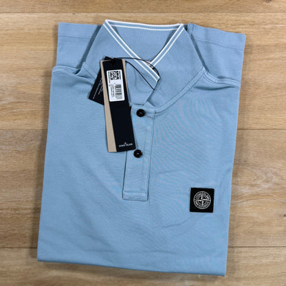 Stone Island Patch Logo Polo Shirt in Dust Blue