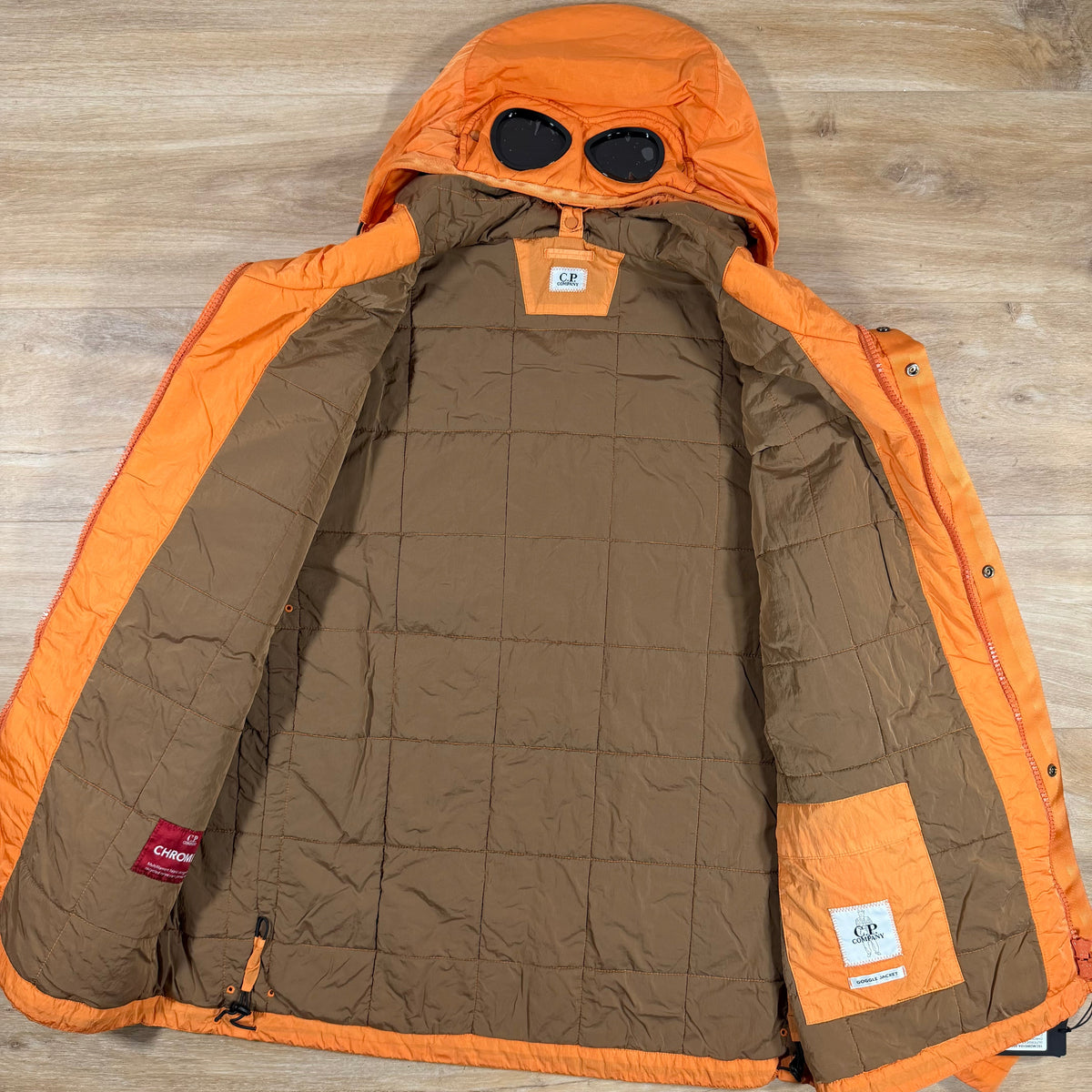 C.P. Company Chrome-R Padded Goggle Jacket in Russet Orange