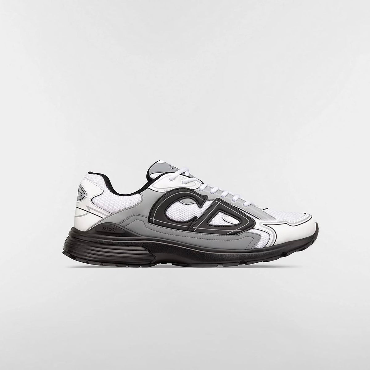 Dior B30 Countdown Sneaker in White Technical Mesh and White and Grey Technical Fabric