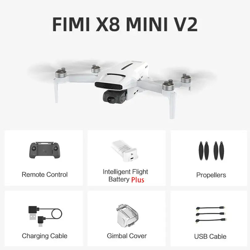 FIMI X8 MINI V2 4K Drone 3-Axis Gimbal HDR 9KM GPS 37min Flight 245g Foldable Quadcopter RTF
