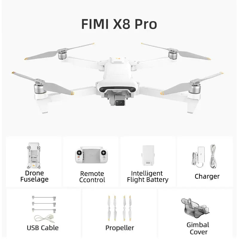 FIMI X8 PRO 4K Drone 3-Axis Gimbal GPS 15KM 1/1.3-inch CMOS Tri-Directional Obstacle Avoidance Quadcopter RTF