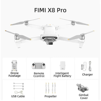 FIMI X8 PRO 4K Drone 3-Axis Gimbal GPS 15KM 1/1.3-inch CMOS Tri-Directional Obstacle Avoidance Quadcopter RTF