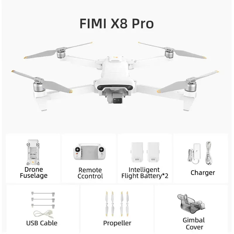 FIMI X8 PRO 4K Drone 3-Axis Gimbal GPS 15KM 1/1.3-inch CMOS Tri-Directional Obstacle Avoidance Quadcopter RTF