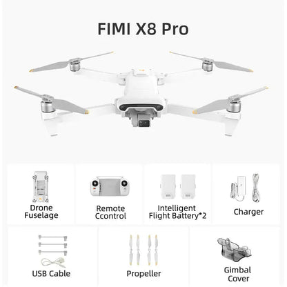 FIMI X8 PRO 4K Drone 3-Axis Gimbal GPS 15KM 1/1.3-inch CMOS Tri-Directional Obstacle Avoidance Quadcopter RTF