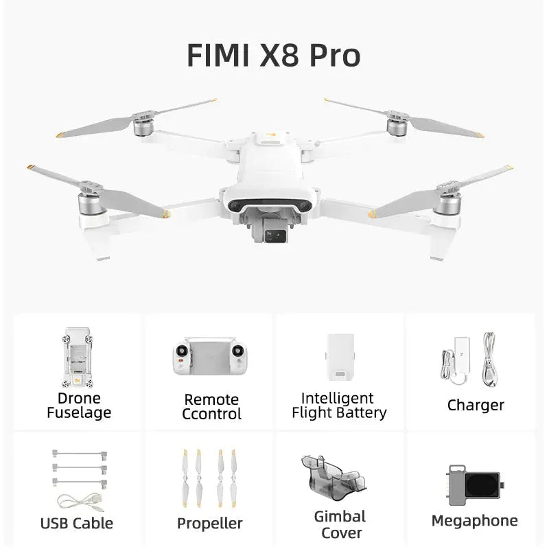 FIMI X8 PRO 4K Drone 3-Axis Gimbal GPS 15KM 1/1.3-inch CMOS Tri-Directional Obstacle Avoidance Quadcopter RTF